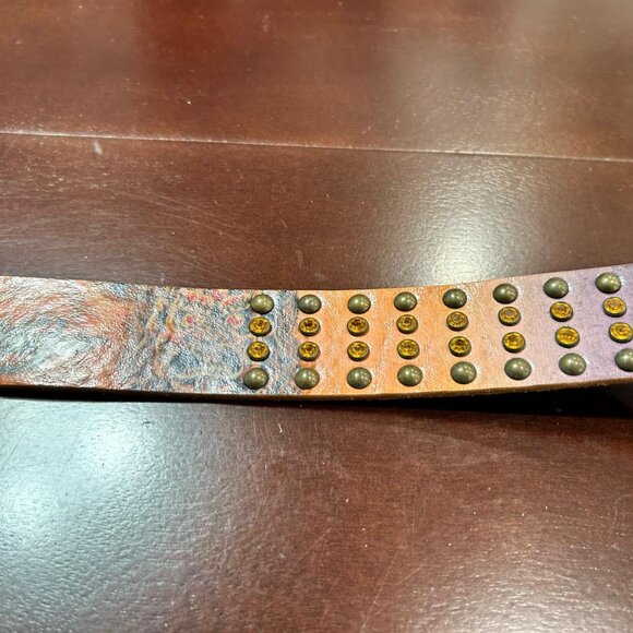 Christian Audigier Vintage Handmade Genuine Leather Belt (Crystal/Stud/Demon) - Picture 4 of 10